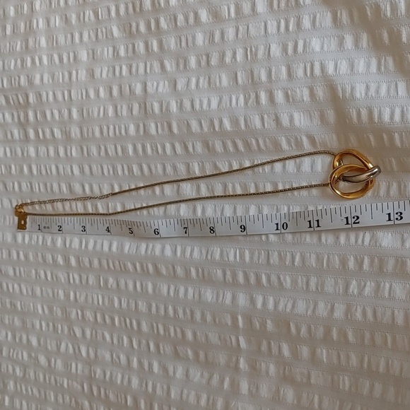 Vintage Butler/FAC Gold & Silver Tone Intertwining Heart Pendant With Chain - Picture 10 of 13